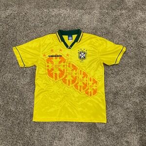 Vintage 1994 Brazil World Cup Men’s XL Yellow Umbro Soccer Jersey Brasil